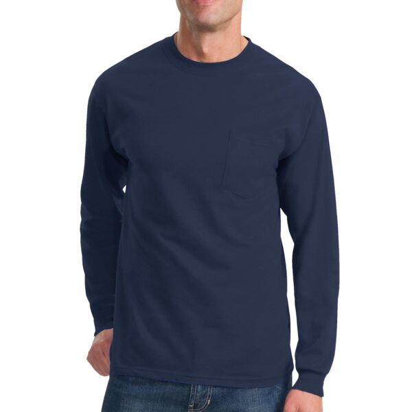 Port & Company Essential Cotton Pocket T-Shirt, Long-Sleeve PC61LSP Essential Cotton Pocket T-Shirt, Long-Sleeve Thumbnail